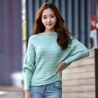 韩都衣舍韩国女装套头宽松蝙蝠袖针织衫JW1136 薄荷色M