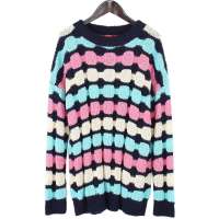 韩都衣舍韩国女装彩色圆点圆领套头毛衣GY2046 藏蓝色M