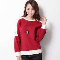 韩都衣舍韩国女装图案休闲抓绒卫衣MV2023 红色M