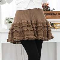 韩都衣舍韩国女装纯色荷叶边短裙半身裙DF2205 咖啡色M