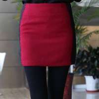 韩都衣舍韩国女装修身弹力包臀打底半身裙LO2218 酒红色M