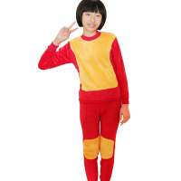 相思鸟中大女童黄金甲加绒加厚儿童保暖内衣套装大红(140)12006