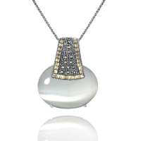 PINKKING 复古银精品银镶猫眼石吊坠