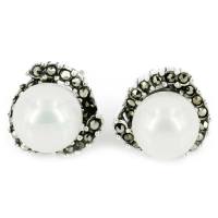 PINKKING  泰银精品银镶贝珠花儿朵朵耳环