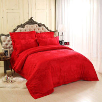 水星家纺 钟爱一生 婚庆全棉大提花七件套  1.8米床 红色