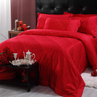 水星家纺  全棉提花婚庆四件套 爱的永恒 1.5m床 红色
