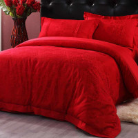 水星家纺 爱情密码 仿丝棉提花四件套 1.8米床