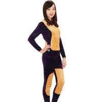 相思鸟羊毛竹炭型加绒加厚黄金甲女款保暖内衣套装紫罗兰(165)12002