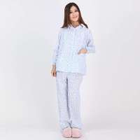 诺尔健全棉花边妈咪哺乳衫白底蓝花L/165/88AN8201