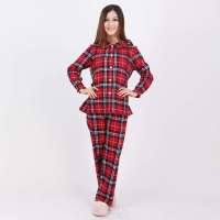 诺尔健全棉色织绒布钳线妈咪哺乳衫大红黑格L/165/88AN8206