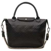 蔻丹Chloden欧美时尚压纹牛皮手提单肩包黑色KD0315