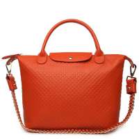 蔻丹Chloden欧美时尚压纹牛皮手提单肩包橙色KD0315
