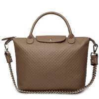 蔻丹Chloden欧美时尚压纹牛皮手提单肩包卡其色KD0315
