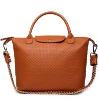 蔻丹Chloden欧美时尚压纹牛皮手提单肩包棕色KD0315