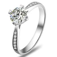 爱卡戒指 25分SI/K-L18K白金钻石戒指幸福美满