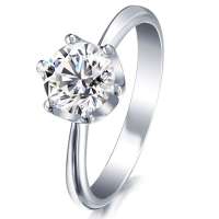 爱卡戒指18K白金30分K-L SI钻石戒指 独雅