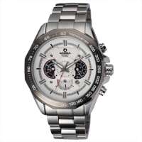 卡斯曼时尚运动极速赛车男表极速系列8206钢带白色