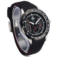 卡斯曼时尚运动极速赛车男表极速系列8206硅胶带黑色