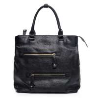 CROCODILE(鳄鱼恤)女包真皮包包女士手提包机车包欧美复古黑色大包包12113029