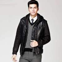 HODO红豆男士商务休闲连帽拼接棉衣外套HDHJB8H220(S5黑色170/88A)