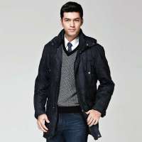 HODO红豆男士商务休闲可脱卸帽直筒立领羽绒服外套HDHJB8H876(B5藏青185/100A)