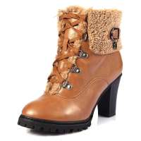 Caerphilly卡芙琳裸靴秋季短靴马丁靴女鞋CL819驼色毛里37