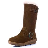 Alcazar阿卡莎中筒雪地靴磨砂皮毛内里平跟女靴中筒靴TB902-1驼色36