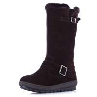 Alcazar阿卡莎中筒雪地靴磨砂皮毛内里平跟女靴中筒靴TB902-1棕色39