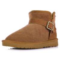 Alcazar阿卡莎皮带扣毛里平跟冬季女款短靴雪地靴TB7803栗色39