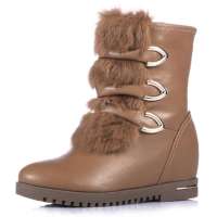 Alcazar阿卡莎冬新简约金属装饰圆头内增高中筒女靴子TB2839-01驼色39