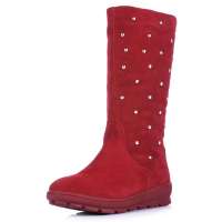 Alcazar阿卡莎冬款磨砂牛皮时尚铆钉毛里保暖靴雪地TB902-2红色毛里39