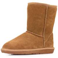 IUGGIRL保暖防滑经典牛皮中筒雪地靴110830010栗色36