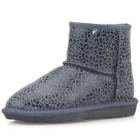IUGGURL经典百搭豹纹印花防滑保暖牛皮低筒雪地靴110830016豹纹灰色36