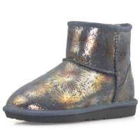 IUGGURL经典百搭太阳花印花防滑保暖牛皮低筒雪地靴110830016太阳花灰色37