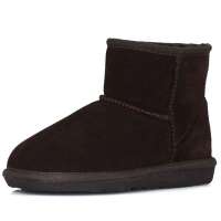 IUGGURL经典百搭防滑保暖牛皮低筒雪地靴110830016巧克力色35