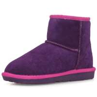 IUGGURL撞色系列时尚百搭防滑保暖牛皮低筒雪地靴110830016深玫红色+洋红色38