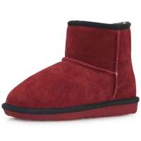 IUGGURL撞色系列时尚百搭防滑保暖牛皮低筒雪地靴110830016红木色+黑色35