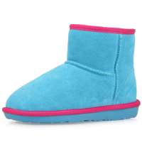 IUGGURL撞色系列时尚百搭防滑保暖牛皮低筒雪地靴110830016水蓝色+玫红色36