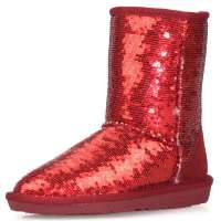 IUGGIRL时尚亮片系列百搭防滑保暖中筒雪地靴110830028亮片红色39