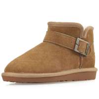 IUGGIRL饰扣百搭保暖防滑牛皮低筒雪地靴110830045栗色36