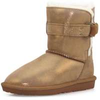 IUGGIRL饰扣百搭珠光印花保暖防滑牛皮中筒雪地靴110830069珠光栗色37