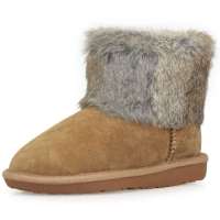 IUGGIRL奢华兔毛时尚百搭牛皮雪地靴110830050栗色35