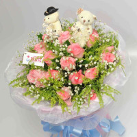 春舞枝 鲜花 想念情怀 19枝粉玫瑰