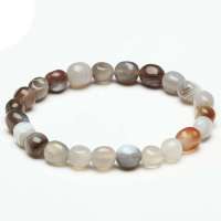 万石如艺 天然不定型波斯湾玛瑙天然水晶手链 BD12267