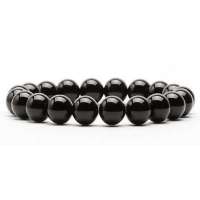 万石如艺 天然黑玛瑙水晶手链8mm 辟邪转运 BD12269