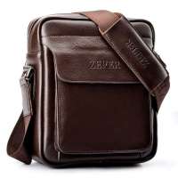 ZEFER 竖款男士单肩包 休闲韩版商务男包AZ070-01棕色