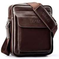 ZEFER 竖款男士单肩包 休闲韩版商务男包AZ070-02棕色