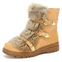 爱旅儿冬季新款短靴兔毛绒面女靴EA23609杏色36