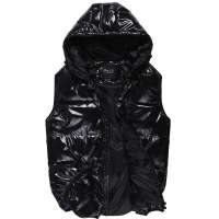 VaLS男装时尚连帽亮面韩版棉马甲保暖棉背心050400034(黑色/L)