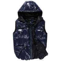 VaLS男装时尚连帽亮面韩版棉马甲保暖棉背心050400034(蓝色/L)